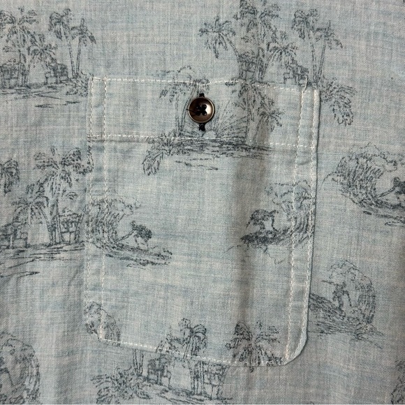 NWT Flag & Anthem Brownell Blue Cotton Tropical-Print Button-Down Shirt Size L - Picture 10 of 10